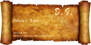 Décsi Ida névjegykártya